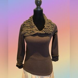 Elegant Brown Cowl Neck Sweater